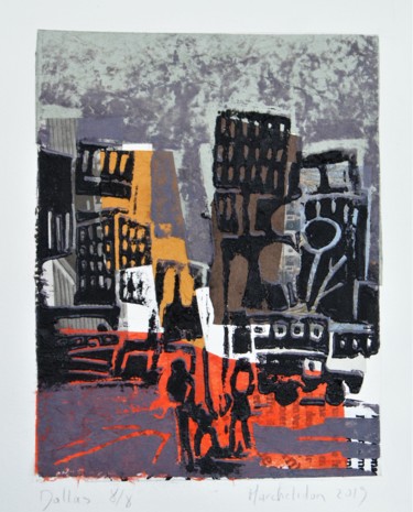 Отпечатки и Гравюры под названием "Dallas 8/8" - Hervé Marchelidon, Подлинное произведение искусства, Линогравюры
