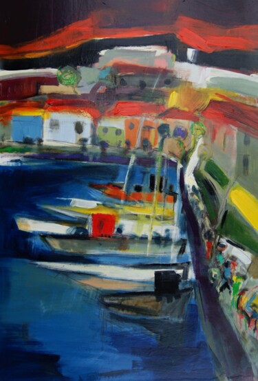 Painting titled "Cassis" by Hervé Marchelidon, Original Artwork, Acrylic Mounted on Wood Panel