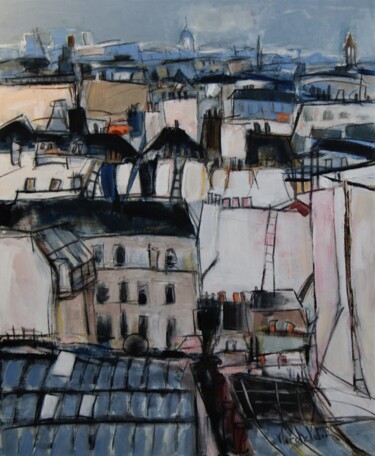 Painting titled "Paris 3" by Hervé Marchelidon, Original Artwork, Acrylic Mounted on Wood Stretcher frame