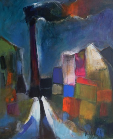 Pintura intitulada "cheminée 1" por Hervé Marchelidon, Obras de arte originais, Acrílico