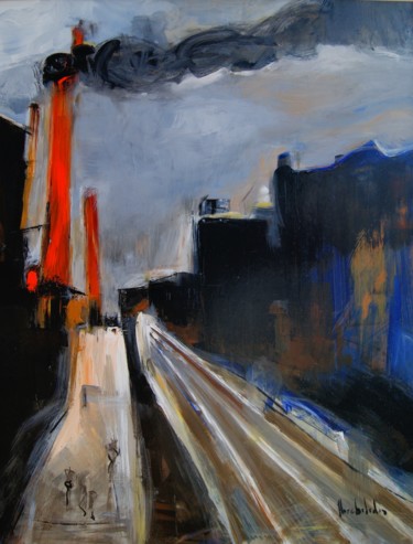 Картина под названием "Cheminée 2" - Hervé Marchelidon, Подлинное произведение искусства, Акрил