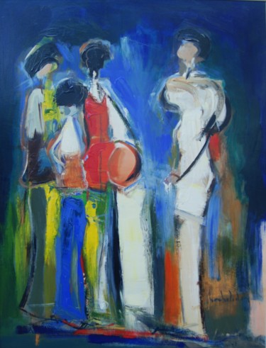 Painting titled "discussion" by Hervé Marchelidon, Original Artwork, Acrylic