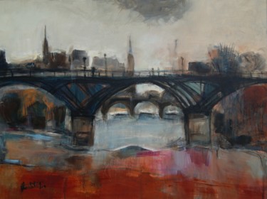 Painting titled "Pont des Arts 1.jpg" by Hervé Marchelidon, Original Artwork, Acrylic Mounted on Wood Panel