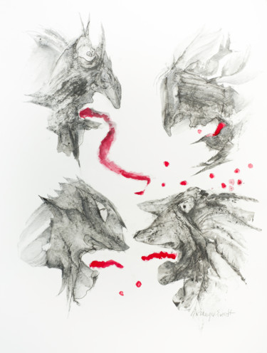 Dessin intitulée "rage2." par Helena Meyer-Everdt, Œuvre d'art originale, Graphite