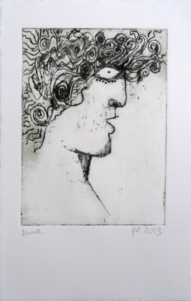 Gravures & estampes intitulée "jeune-homme." par Helena Meyer-Everdt, Œuvre d'art originale, Eau-forte