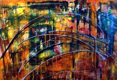 Painting titled "City Highways" by Helen Kaminsky, Original Artwork