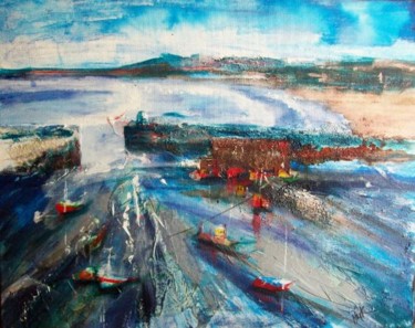 Painting titled "Ebbing Tide Newquay…" by Helen Kaminsky, Original Artwork