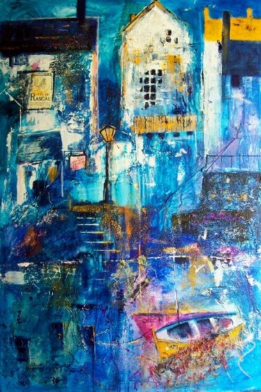 Painting titled "Night at the Old Ra…" by Helen Kaminsky, Original Artwork