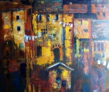 Painting titled "Tuscan Houses" by Helen Kaminsky, Original Artwork