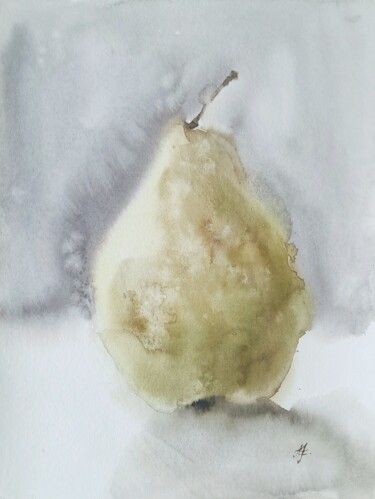 Malerei mit dem Titel "Transparent pear" von Anna Hnatiuk, Original-Kunstwerk, Aquarell