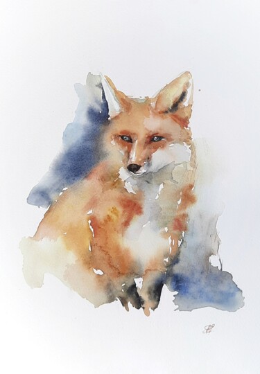 Painting titled "Watercolor fox" by Anna Hnatiuk, Original Artwork, Watercolor