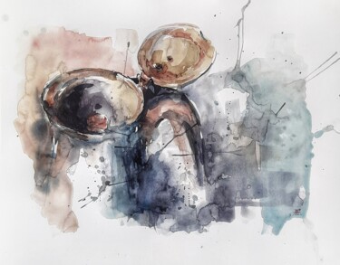 Painting titled "Coffee maker" by Anna Hnatiuk, Original Artwork, Watercolor