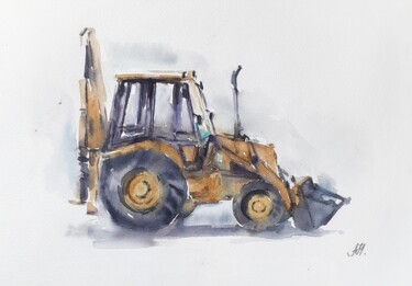 "Yellow tractor" başlıklı Tablo Anna Hnatiuk tarafından, Orijinal sanat, Suluboya