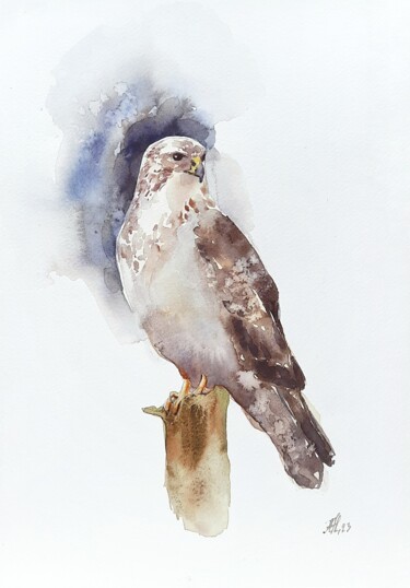 Peinture intitulée "Hawk bird" par Anna Hnatiuk, Œuvre d'art originale, Aquarelle