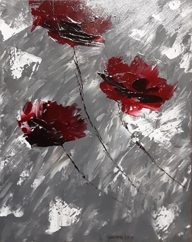 Peinture intitulée "Bouquet rouge" par Véronique Hoareau, Œuvre d'art originale, Acrylique