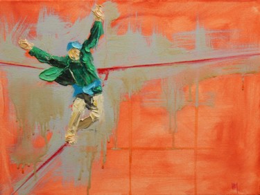 Malerei mit dem Titel "Equilibre 1" von Hm., Original-Kunstwerk, Öl