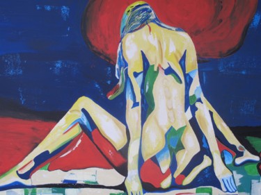 Painting titled "Naked Woman" by Mónika Hóbor, Original Artwork, Acrylic