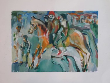 Painting titled "horses" by Şenol Podayva, Original Artwork, Acrylic