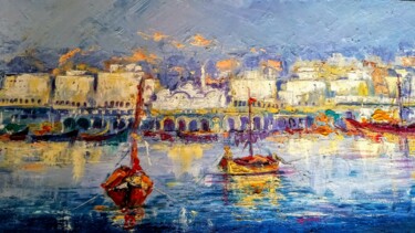 Painting titled "le port -golf of al…" by Hocine Hemaz, Original Artwork