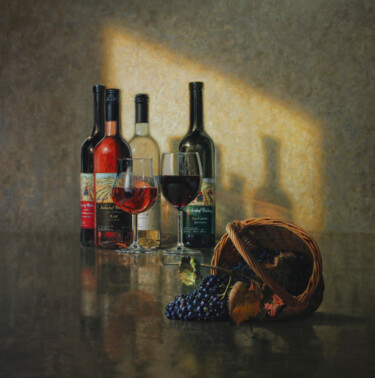 Painting titled "Trilogie du Pinot N…" by Hocine Ziani, Original Artwork, Oil