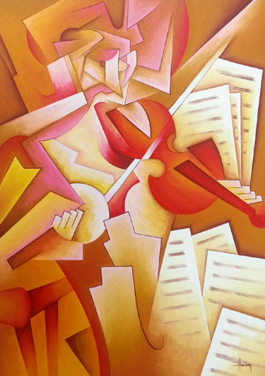 Pintura intitulada "Virtuosity-Virtuosi…" por Marius Hociung, Obras de arte originais, Óleo
