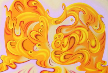 Painting titled "Waves Of Fire - Vag…" by Marius Hociung, Original Artwork, Oil