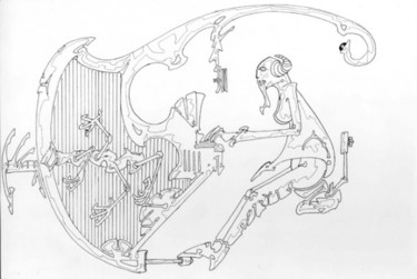 Dessin intitulée "organiste" par Hoedic, Œuvre d'art originale