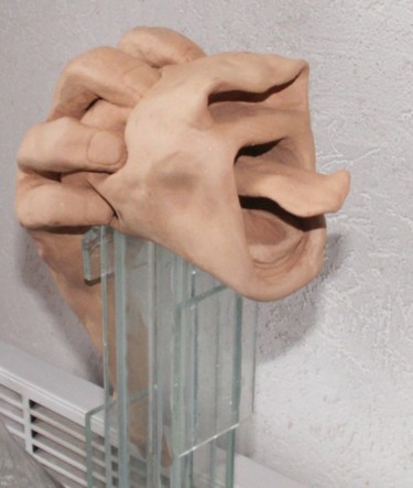 Sculpture intitulée "La main qui crie" par Hoedic, Œuvre d'art originale