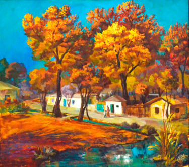 Painting titled "Autumn 2017" by Hojamuhammet Churiyev, Original Artwork, Oil