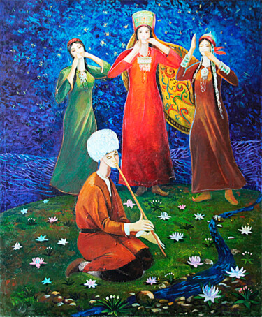 Картина под названием "Melody" - Hojamuhammet Churiyev, Подлинное произведение искусства, Масло