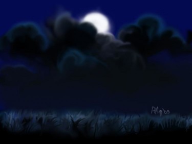Digital Arts titled "Moon and foggy night" by Andrey Marchenco, Original Artwork