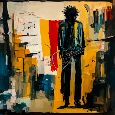 Painting titled "Hendrix" by Holger Mühlbauer-Gardemin, Original Artwork, Acrylic Mounted on Wood Stretcher frame