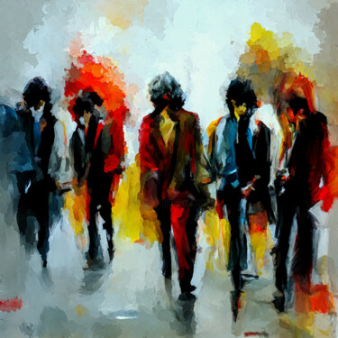 Painting titled "The Rolling Stones" by Holger Mühlbauer-Gardemin, Original Artwork, Digital Painting Mounted on Wood Stretc…
