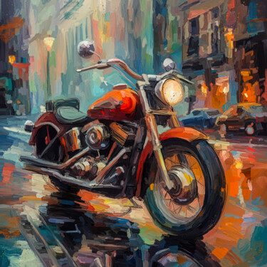 Картина под названием "Harley in the Stree…" - Holger Mühlbauer-Gardemin, Подлинное произведение искусства, Акрил Установлен…