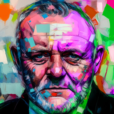 Painting titled "Anthony Hopkins" by Holger Mühlbauer-Gardemin, Original Artwork, Acrylic Mounted on Wood Stretcher frame