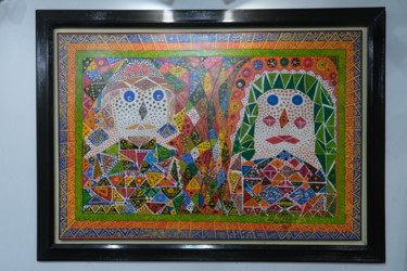 Painting titled "le couple" by My Rachid El Idrissi Hassine, Original Artwork, Acrylic