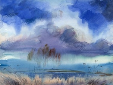 Картина под названием "Весенние облака" - Татьяна Холина-Джемардьян, Подлинное произведение искусства, Другой