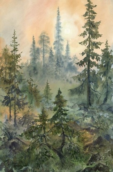 Картина под названием "Туманный рассвет" - Татьяна Холина-Джемардьян, Подлинное произведение искусства, Другой