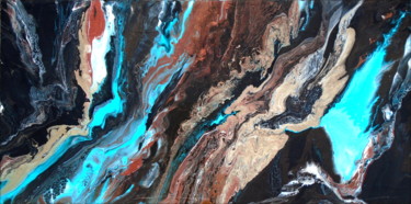 grande peinture fluide originale desert landscape Painting titled "grande peinture flu…" by Holly Anderson, Original Art, Acrylic