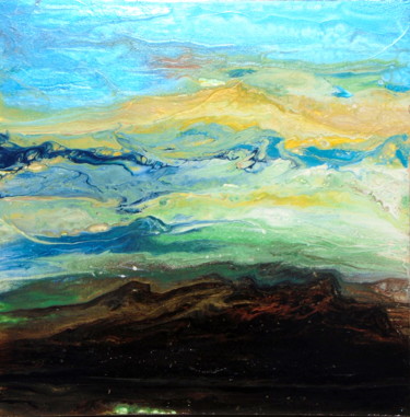 Painting titled "Sunset Landscape Pa…" by Holly Anderson, Original Artwork, Acrylic Mounted on Wood Stretcher frame