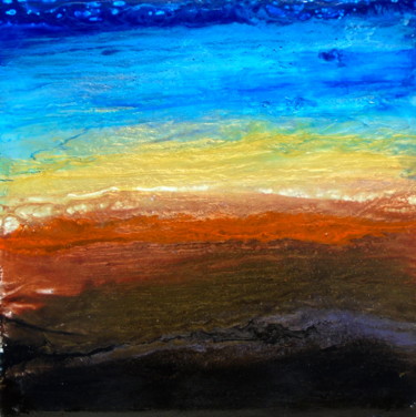 Painting titled "fluid poured earth…" by Holly Anderson, Original Artwork, Acrylic Mounted on Wood Stretcher frame