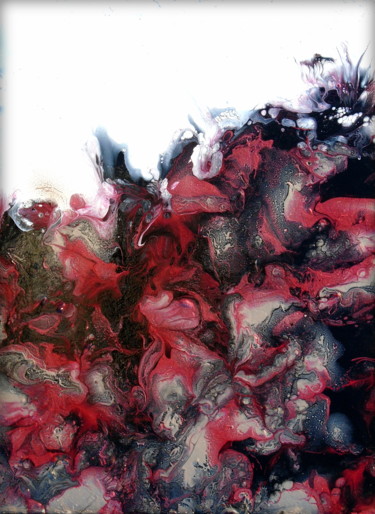 Painting titled "Fluid Black and Red…" by Holly Anderson, Original Artwork, Acrylic Mounted on Wood Stretcher frame
