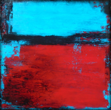 Painting titled "Red and Turquoise T…" by Holly Anderson, Original Artwork, Acrylic Mounted on Wood Stretcher frame