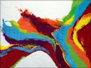 Painting titled "Large Fluid Colorfu…" by Holly Anderson, Original Artwork, Acrylic Mounted on Wood Stretcher frame