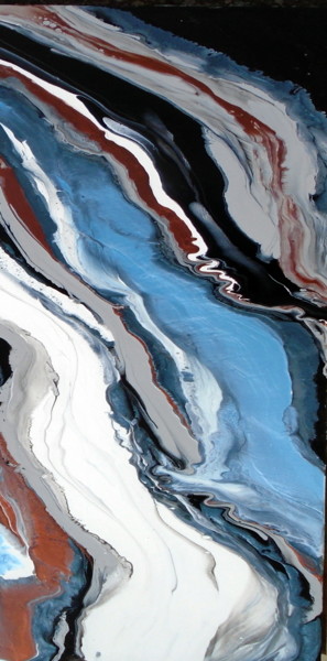 Painting titled "Large Fluid Abstrac…" by Holly Anderson, Original Artwork, Acrylic Mounted on Wood Stretcher frame