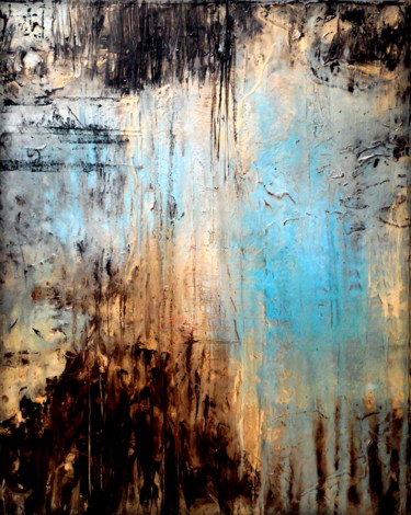Urban Chic Industrial Grunge Abstract BLUE Peinture intitulée "Urban Chic Industri…" par Holly Anderson, Œuvre d'art originale, Acrylique Monté sur Châssis