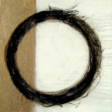 Painting titled "Minimalist Black an…" by Holly Anderson, Original Artwork, Acrylic Mounted on Wood Stretcher frame