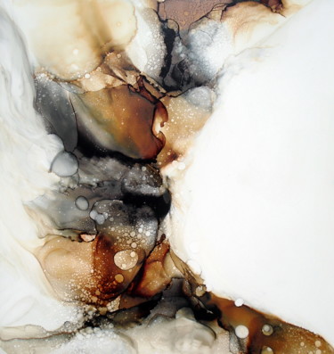 Painting titled "Fluid original neut…" by Holly Anderson, Original Artwork, Ink
