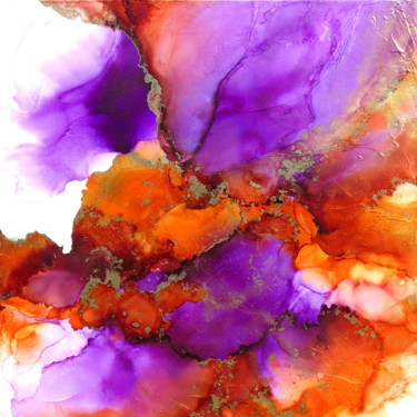 Modern Original Fluid Flowing Alcohol Ink Painting EMBERVALE Картина под названием "Modern Original Flu…" - Holly Anderson, Подлинное произведение искусства, Чернила Установлен на Подра…