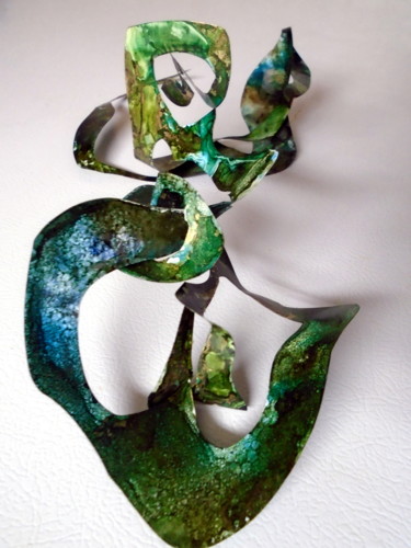 3-D magnetized changing metallic INK sculpture customizable Sculpture intitulée "3-D magnetized chan…" par Holly Anderson, Œuvre d'art originale, Encre